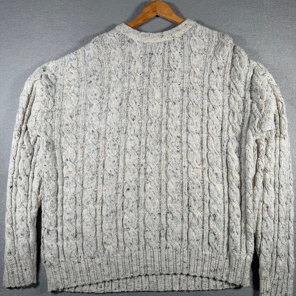 Vintage Chaps Ralph Lauren Mens XL Cream Cable‎ Knit Sweater Cotton Made in USA
